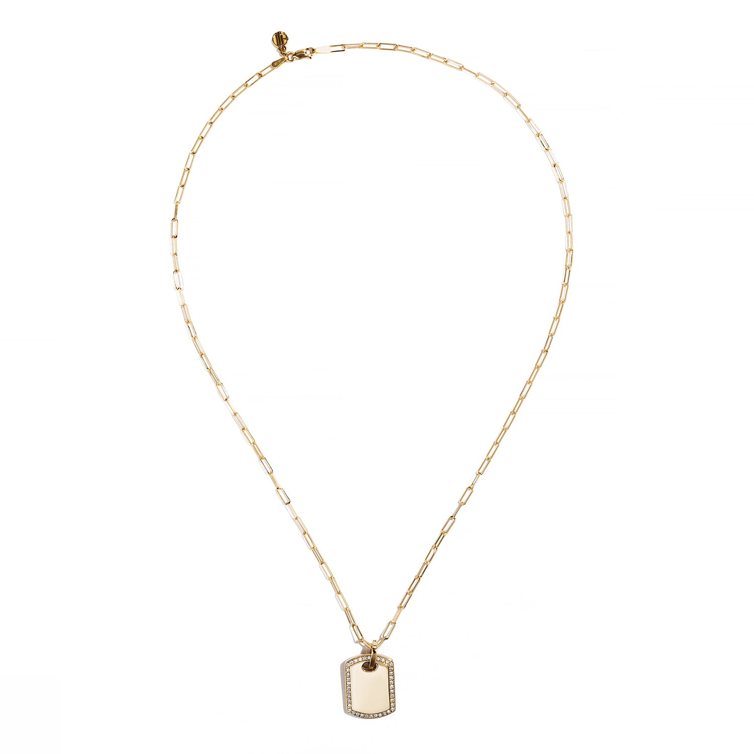 Sabel Collection 18K Yellow Gold Dog Tag Pendant with Diamond Accents